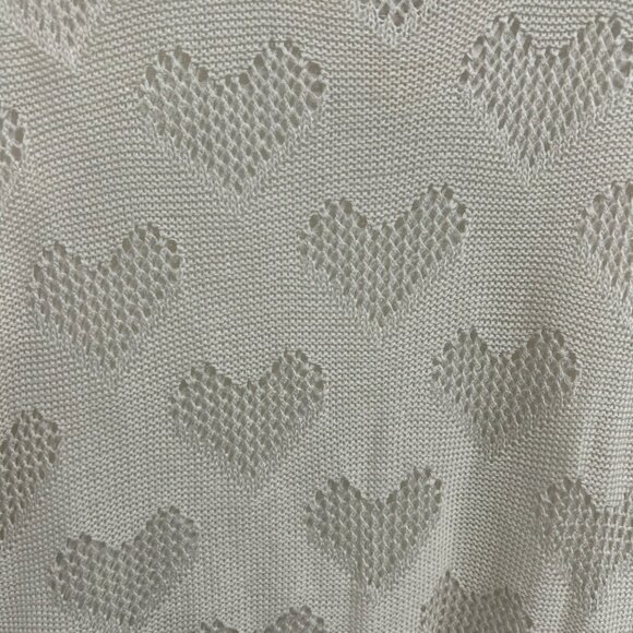 Simply Couture White Knit Heart Pattern Scoop Neck Top High-Low Hem Sz S Relaxed - Picture 7 of 12